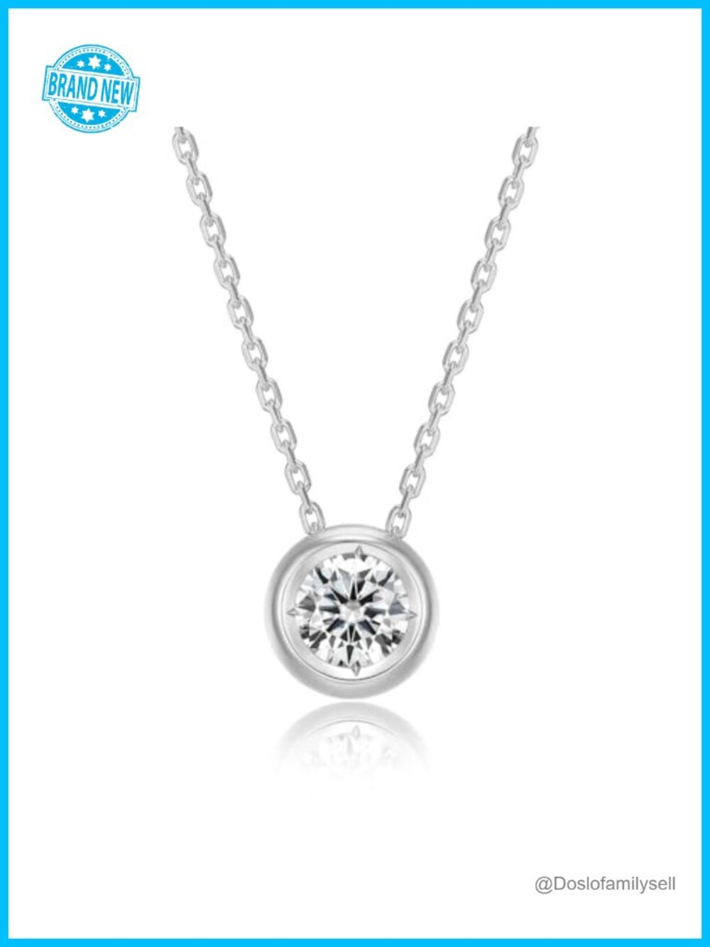 0.5 CT Moissanite Pendant Necklace 925 Sterling Silver Bezel Set